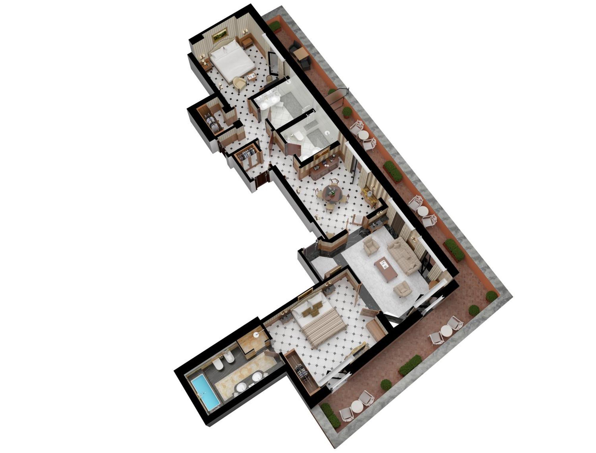 Baglioni Hotel Regina - The Leading Hotels Of The World Roma Esterno foto Floorplan of a typical apartment