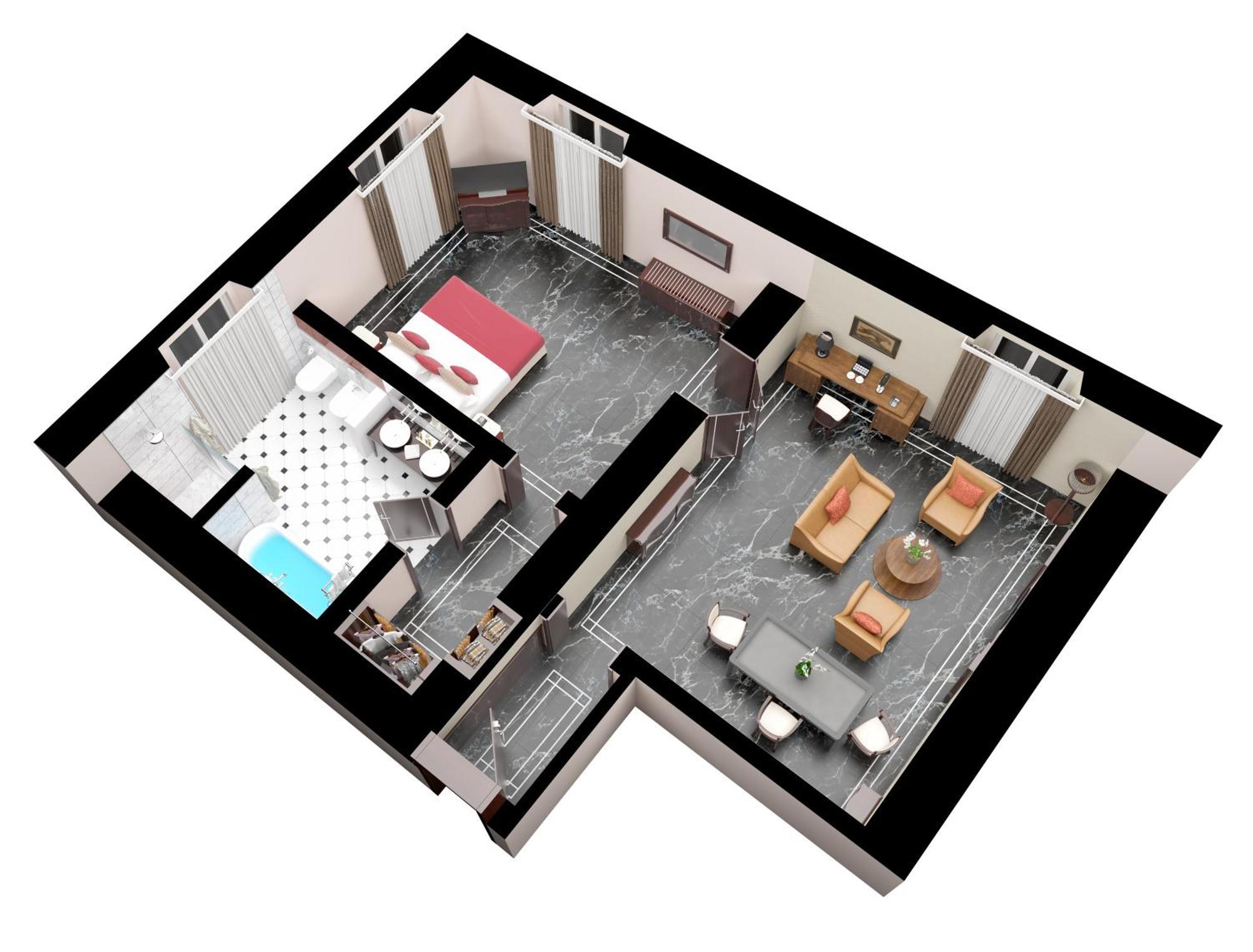 Baglioni Hotel Regina - The Leading Hotels Of The World Roma Esterno foto 3D floor plan of a hotel room